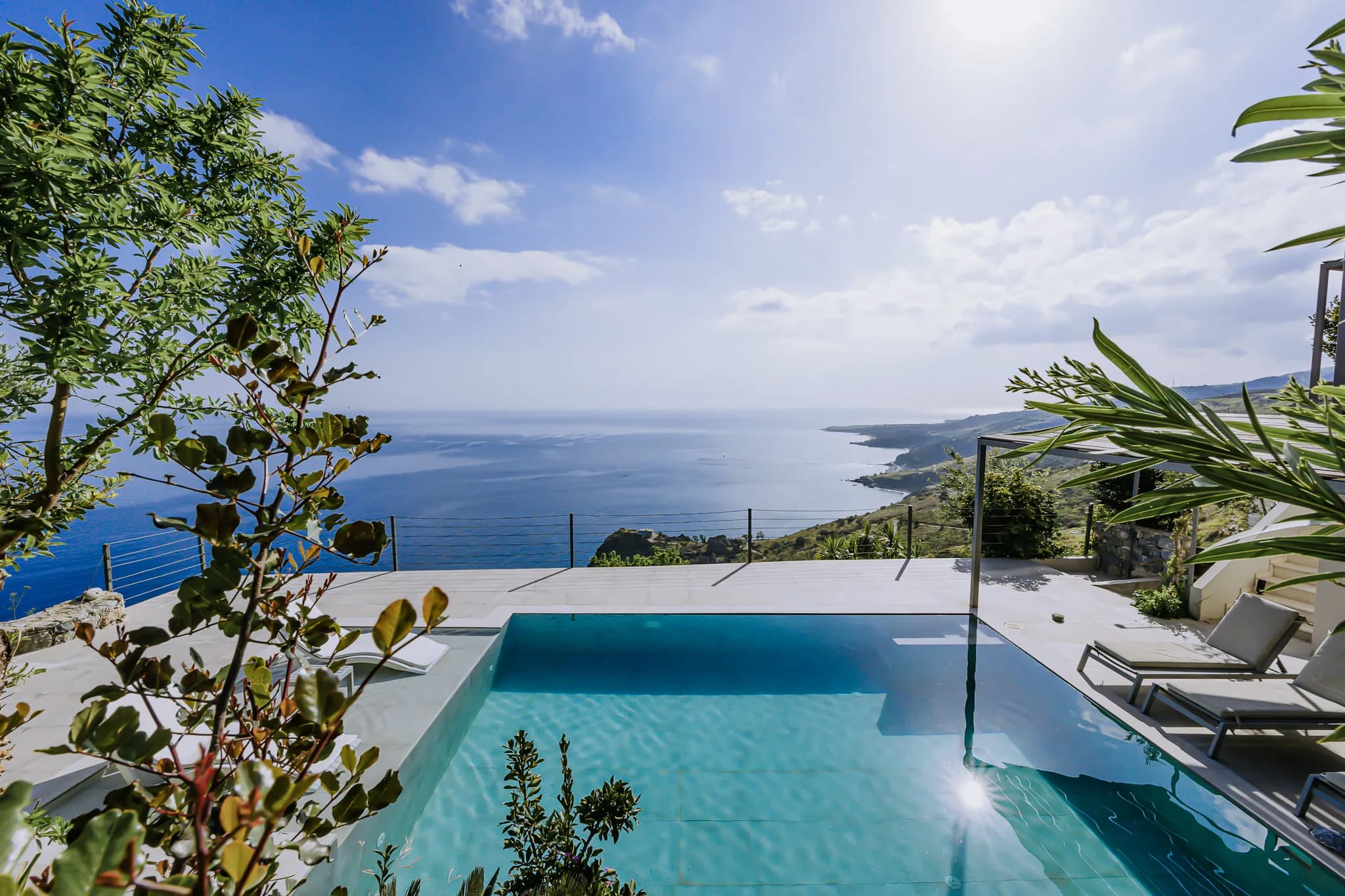 The pool and terrace looking out over the Libyan Sea