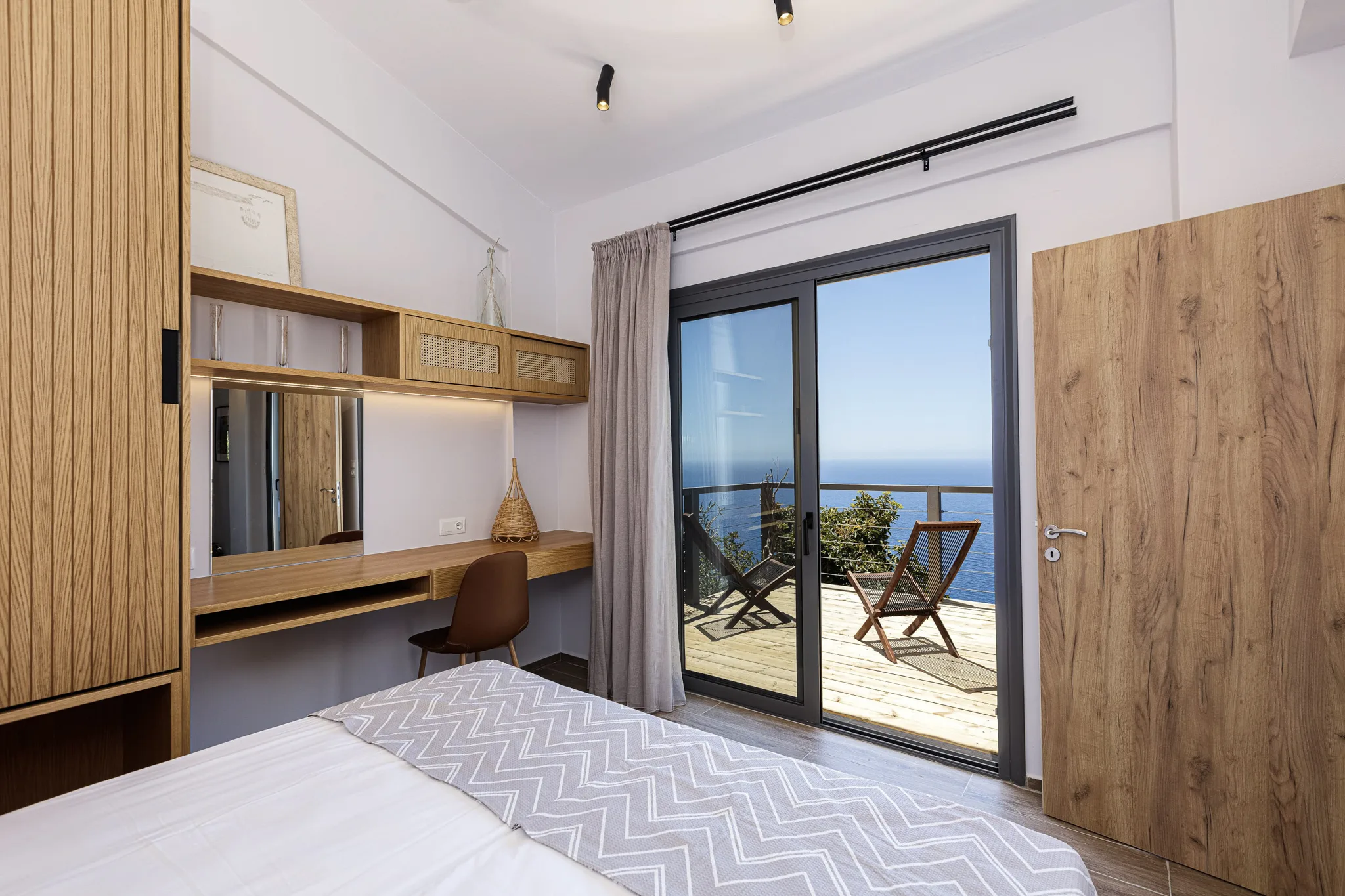 Bedroom onto its balcony